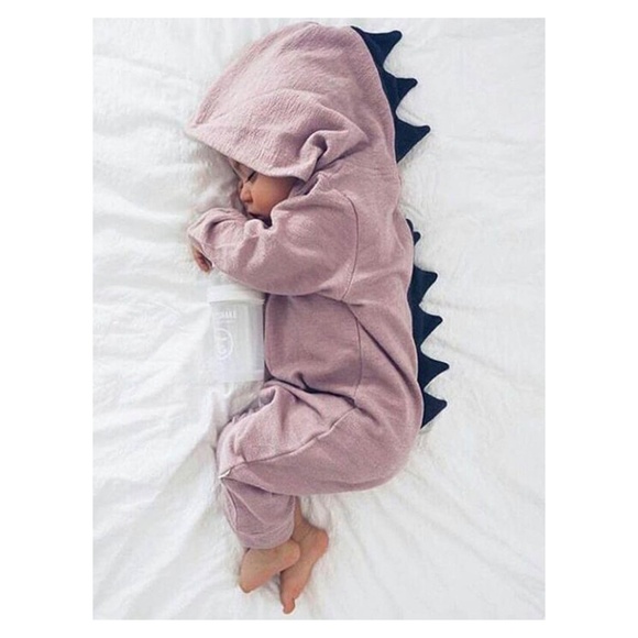 One Rainbow Other - Purple Long Sleeve Dinosaur Jumpsuit Baby Boy Girl